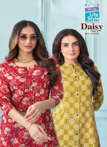 Daisy Vol 2 By Mcm Pure Cotton Printed A Line Flair Kurtis Exporters In India